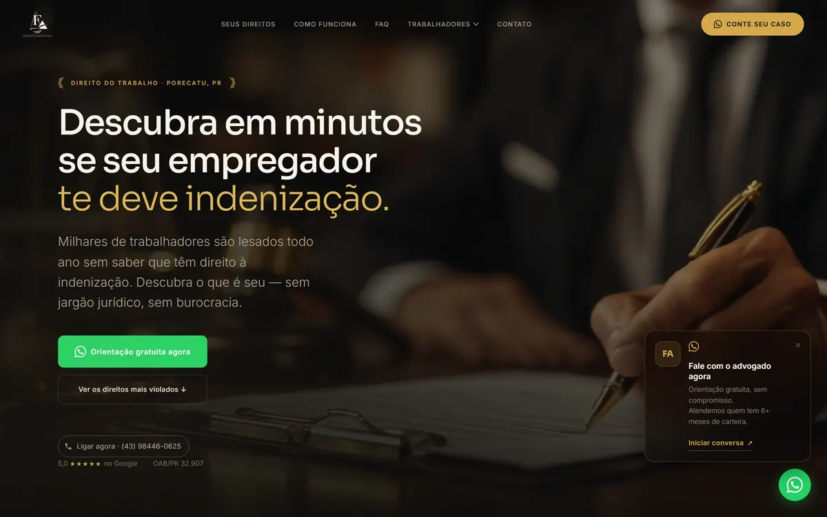 Site do Frassatti Advogados feito pela Domos
