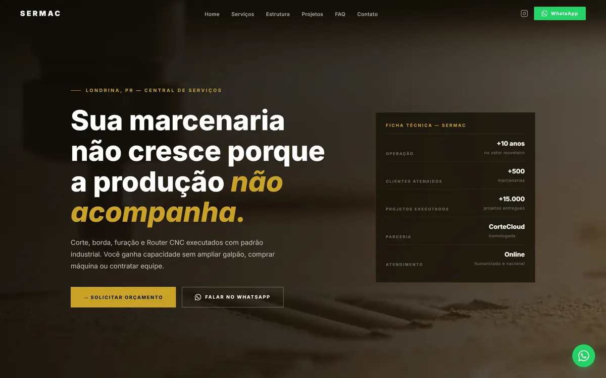Site da Sermac feito pela Domos