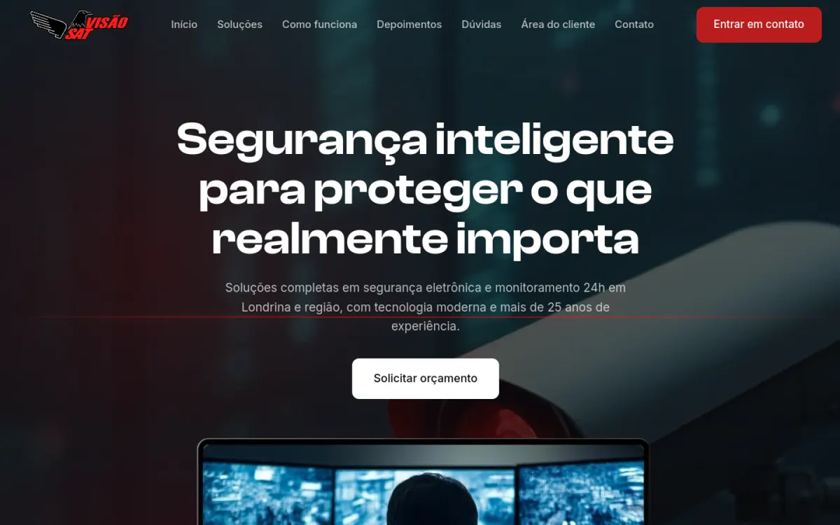 Site da Visão SAT feito pela Domos