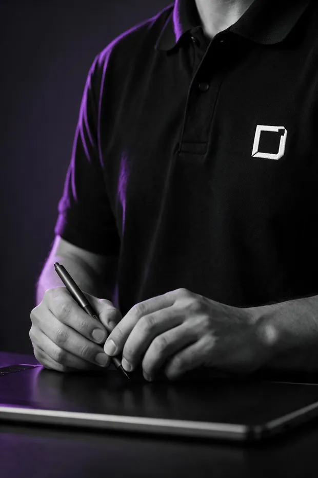Designer da Domos trabalhando em uma mesa digitalizadora